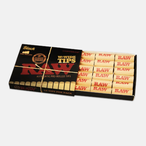 Raw - Black W-Wide Pre-Rolled Cone Tips 18pk