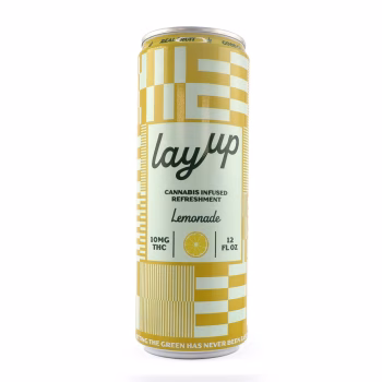 Layup Lemonade THC drink in a yellow can